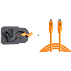TetherGuard LeverLock & Cable Kit, USB-C to USB-C, 15' (4.6m), Straight to Straight - High-Visibility Orange