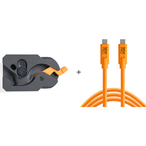 TetherGuard LeverLock & Cable Kit, USB-C to USB-C, 15' (4.6m), Straight to Straight - High-Visibility Orange