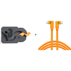 TetherGuard LeverLock & Cable Kit, USB-C to USB-C, 15' (4.6m), Right to Right - High-Visibility Orange