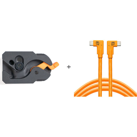 TetherGuard LeverLock & Cable Kit, USB-C to USB-C, 15' (4.6m), Right to Right - High-Visibility Orange