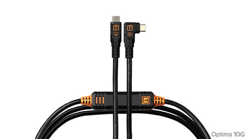 Tether Tools - TetherPro Optima 10G USB-C, Straight to Right Angle Cable, Black