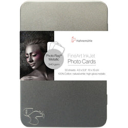 Hahnemuhle - Photo Rag® Metallic Photo Card 4x6", 30 cards in a tin box