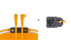 TetherGuard LeverLock & Cable Kit, USB-C to USB-C, 31' (9.4m), Straight to Right - High-Visibility Orange