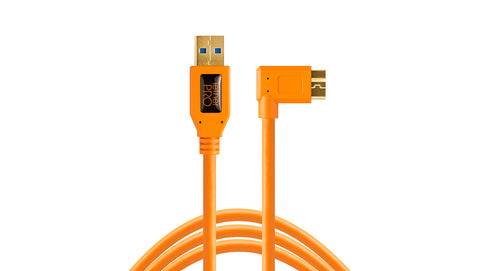 TetherPro USB 3.0 to Micro-B Right Angle, 15 (4.6m), High-Visibility Orange