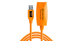 TetherPro USB 3.0 to USB Female Active Extension, 16 (5m), High-Visibility Orange