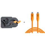 TetherGuard LeverLock & Cable Kit, USB-C to USB-C, 15′ (4.6m), Straight to Straight - High-Visibility Orange