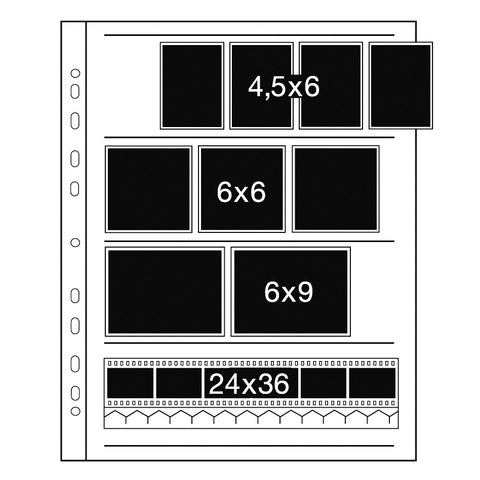 Kaiser Negative Filing Sheets for 60 mm film for 4 negative strips, Glassine, 100 sheets