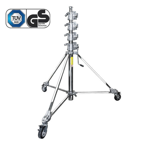 KUPO 5 Sct. Jumbo Cranking Stand with Braked Wheels ( TÜV certification)