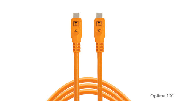 Tether Tools - TetherPro Optima 10G USB-C, Straight to Straight Cable, High-Visibility Orange