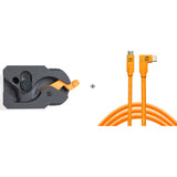 TetherGuard LeverLock & Cable Kit, USB-C to USB-C, 15′ (4.6m), Straight to Right - High-Visibility Orange