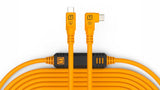 TetherPro USB-C to USB-C, 31' (9.4m), Straight to Right Angle Cable - High-Visibility Orange