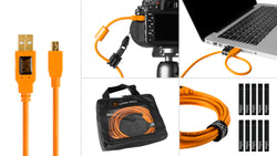 Starter Tethering Kit - TetherPro USB 2.0 to Mini-B 5-Pin, 15 (4.6m), High-Visibility Orange