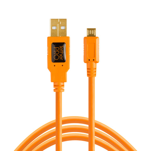 TetherPro USB 2.0 to Micro-B 5-Pin, 15 (4.6m), High-Visibility Orange