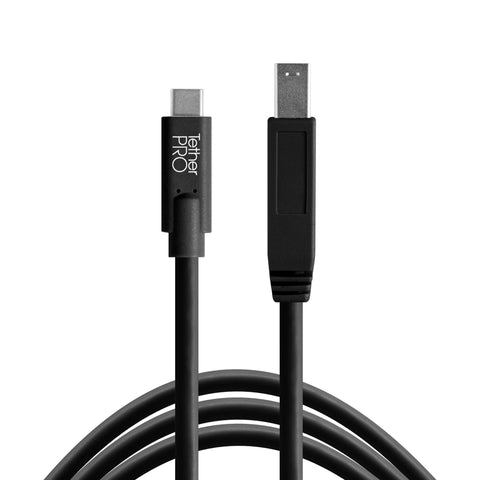 TetherPro USB-C to 3.0 Male B, 15 (4.6m), Black