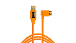 TetherPro USB 3.0 to USB 3.0 Micro-B Right Angle Adapter "Pigtail" Cable, 20" (50cm), High-Visibilty Orange